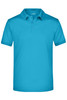 A bright blue men's active polo shirt with a classic collar and short sleeves. It features a logo.