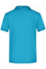 A bright blue men's active polo shirt featuring a classic collar and short sleeves, with a logo on the back.