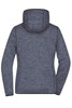 A ladies knitted fleece hoodie in dark grey, featuring a hood and a fitted design. It has a branding logo.