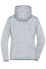 A grey ladies' knitted fleece hoodie with a hood, showcasing a textured design and fitted silhouette.