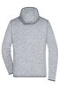 A grey knitted fleece hoodie with a hood, showing the back view and a simple design.