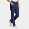 Cargo pants in navy with a full elastic waistband and pockets, featuring a subtle logo on the side.