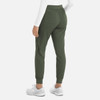 A pair of women's joggers in olive green, featuring a slim fit and elasticised cuffs at the ankles.