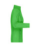 A green polar fleece jacket with a zip and sleek side design, featuring a logo.