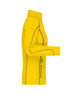 A yellow ladies' fleece jacket with a side zip pocket and contrasting stitch detailing. Features a high collar.