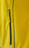 A bright yellow polar fleece jacket featuring a zippered pocket and textured fabric.