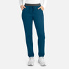 A pair of women's contrast e-band cargo pants in a deep teal colour, featuring a drawstring waist and side pockets.