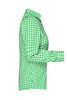 A green and white checked blouse featuring a button-up design and a collar. The blouse has long sleeves and a slim fit.