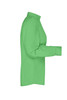A green ladies' button-up business shirt with long sleeves, featuring a collar and a logo.