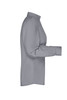 A grey ladies' button-up business shirt with long sleeves and a collar. It features a side profile view.