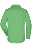 A green long-sleeve button-up business shirt with a standard collar and buttoned cuffs.