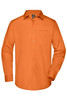 An orange long-sleeve button-up business shirt with a single chest pocket and a collar.