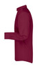 A maroon men's business shirt with long sleeves and a button-up collar, featuring a side profile view.
