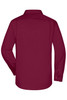 A burgundy long-sleeve business shirt with a button-up collar and a plain back. Features a branding logo.