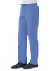 Blue full elastic cargo pants with multiple pockets, designed for men's wear, featuring a relaxed fit.