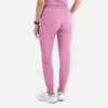 A pair of women's joggers in a soft pink colour, featuring a tapered leg and elastic cuffs.