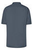 A short-sleeved men's business shirt in grey, featuring a collar and a plain back design. It has a brand logo.