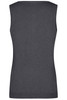 A ladies' v-neck vest in dark grey, featuring a fitted knitted design and a branded tag.