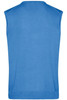 A blue men's V-neck vest with a sleeveless design, featuring ribbed detailing at the hem.