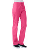 A pair of unisex pull-on pants in bright pink, featuring pockets and a drawstring waistband.