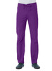 A pair of unisex pull-on pants in vibrant purple, featuring a drawstring and pockets. The pants have a smooth finish.