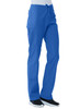 A pair of blue unisex pull-on pants featuring pockets and a drawstring waist. The pants have a branding logo.