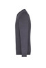 A grey men's V-neck pullover jumper with long sleeves, featuring a sleek and fitted design.