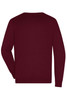 A maroon men's V-neck pullover jumper with long sleeves and a simple design. It has a logo on the back.
