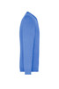 A side view of a men's knitted jumper in a bright blue colour, featuring a V-neck design. It has a logo on the side.