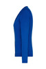 A blue ladies' V-neck cardigan displayed from the side, featuring long sleeves and a slim fit.