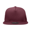 A high-profile structured trucker cap in burgundy with a textured mesh back and a branded logo on the front.