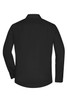 A black long-sleeve button-up shirt made of micro-twill fabric, featuring a back view and a logo.