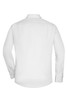 A white long-sleeve micro-twill button-up shirt with a sleek back design. Features a collar and button detail.