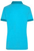 A women's heather polo shirt in bright turquoise, featuring a contrasting collar and sleeves. Includes a logo.