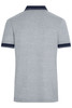 A men's heather polo shirt in light grey with navy coloured accents and a collar. It features a logo on the chest.