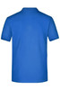 A blue men's elastic polo shirt with a plain design, featuring a collar and short sleeves.