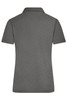 A grey ladies active polo shirt with a classic collar and short sleeves, featuring a logo on the back.