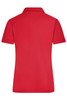 A red active polo shirt featuring a collar and short sleeves, with a logo on the back.