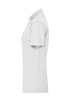 A white ladies active polo shirt featuring a collar and short sleeves, with a logo displayed on the garment.