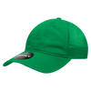 A vibrant green 6 Panel Low Profile Relaxed Trucker cap with a mesh back and brand logo.