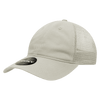 A light grey trucker cap with a low profile and mesh back, featuring a logo on the front.