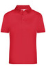 A red men's active polo shirt featuring a classic collar and three-button placket. It has a logo on the chest.
