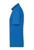 A bright blue men's active polo shirt displayed from a side view, featuring a collar and short sleeves.