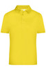 A bright yellow men's active polo shirt with a classic collar and three-button placket. It features a logo.