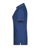 A navy ladies' polo shirt with a classic design and white trim, featuring a logo on the chest.