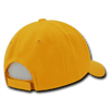 A yellow, low-profile structured cap featuring a rear adjustable strap and a mesh panel at the back.