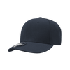 A navy blue 6 panel low profile structured cap with a logo on the side.