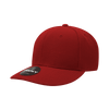 A red 6 panel mid-profile structured cap with a logo on the front.