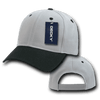 A grey cap with a black peak, featuring a branded logo. Structured, mid-profile design with six panels.