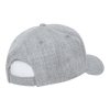 A grey six-panel mid-profile structured cap with a mesh back and a brand logo on the side.